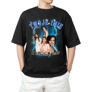 Personalizowana koszulka oversize bootleg - Niebieski XXL Czarny