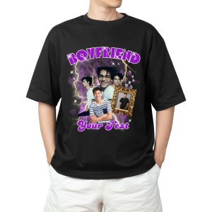 Personalizowana koszulka oversize bootleg - fioletowy XXL Czarny
