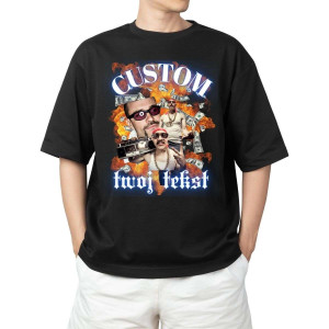 Personalizowana koszulka oversize bootleg - cashflow XXL Czarny