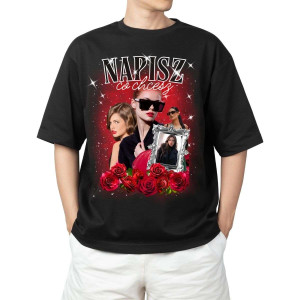 Personalizowana koszulka oversize bootleg - romantyczny XXL Czarny
