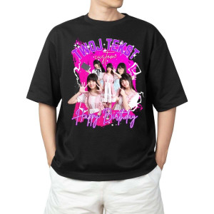 Personalizowana koszulka oversize bootleg - różowy M Czarny