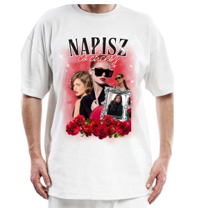 Personalizowana koszulka oversize bootleg - romantyczny 3XL Biały
