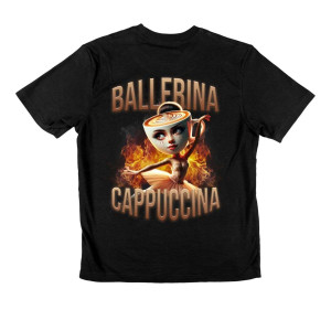 Koszulka śmieszna brainrot - Ballerina Cappuccina - XL - Czarny