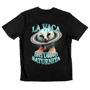 Koszulka śmieszna brainrot - La Vaca Saturna Saturnita XXL Czarny