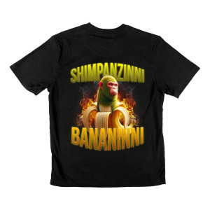 Koszulka śmieszna brainrot - Shimpanzinni banannini XXL Czarny