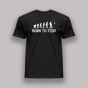 Koszulka śmieszna na prezent dla wędkarza - Born to fish XXL Czarny