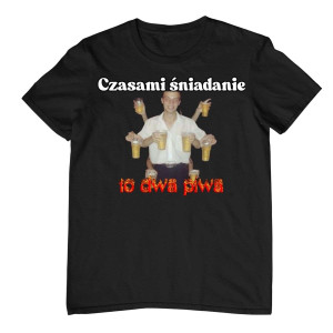 Koszulka vintage prezent dla kolegi - czasami śniadanie to dwa piwa - M - Biały