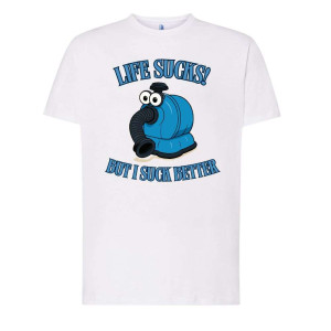 Bekowa koszulka memowa - Life Sucks odkurzacz 3XL Biały