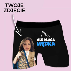 Bokserki z twarzą prezent wędkarza - Ale Długa wędka 3XL Czarny