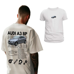 Koszulka motoryzacyjna dla chłopaka - Audi A3 8P XXL Biały