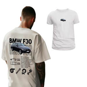 Koszulka motoryzacyjna dla chłopaka - BMW F30 L Biały