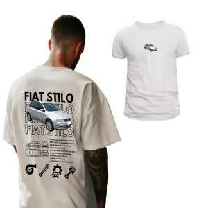 Koszulka motoryzacyjna dla chłopaka - Fiat Stilo L Biały