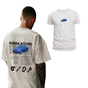 Koszulka motoryzacyjna dla chłopaka - Honda Accord S Biały