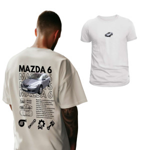 Koszulka motoryzacyjna dla chłopaka - Mazda 6 XL Biały