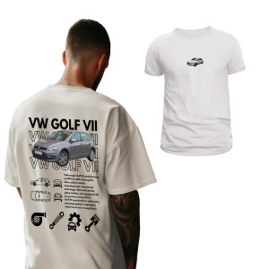 Koszulka motoryzacyjna dla chłopaka - VW golf VII 3XL Biały