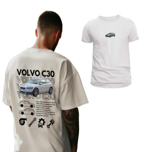 Koszulka motoryzacyjna dla chłopaka - Volvo C30 3XL Biały