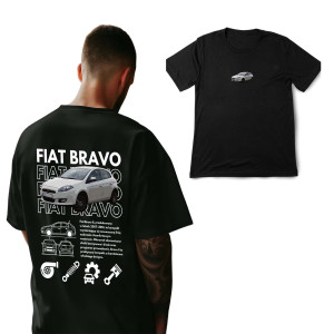 Koszulka motoryzacyjna dla chłopaka - Fiat Bravo L Czarny