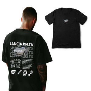 Koszulka motoryzacyjna dla chłopaka - Lancia Delta 3XL Czarny