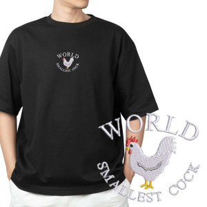 Koszulka haftowana Oversize - world smallest cock XXL Czarny