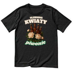 Zabawna koszulka piwo - Kwiaty piwonie 3XL Czarny