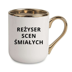 Kubek elegancki biało złoty na prezent - reżyser scen śmiałych