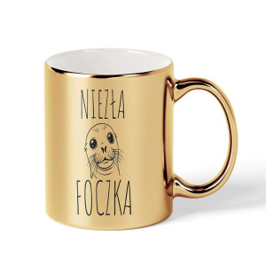 Kubek elegancki złoty na prezent - niezła foczka