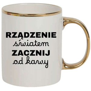 Kubek elegancki biało złoty na prezent - zacznij od kawy