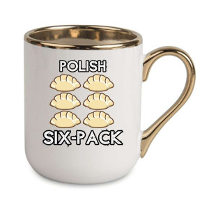 Kubek elegancki biało złoty na prezent - polish six-pack
