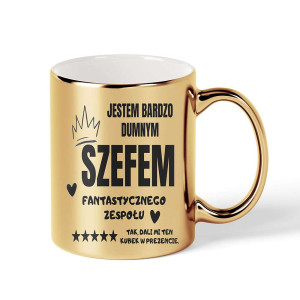 Kubek elegancki złoty na prezent - bardzo dumny szef