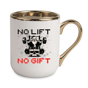 Kubek elegancki biało złoty na prezent -no lift no gift