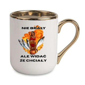 Kubek elegancki biało złoty na prezent - nie brały