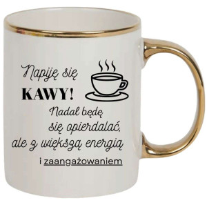 Kubek elegancki biało złoty na prezent - napiję się kawy