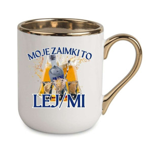 Kubek elegancki biało złoty na prezent - Lej/Mi