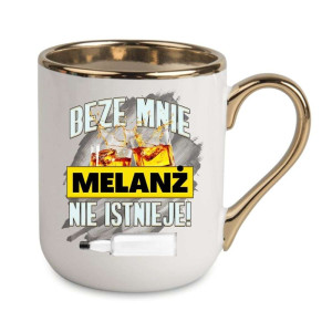 Kubek elegancki biało złoty na prezent - melanż