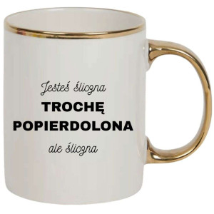 Kubek elegancki biało złoty na prezent - trochę popierd0lona