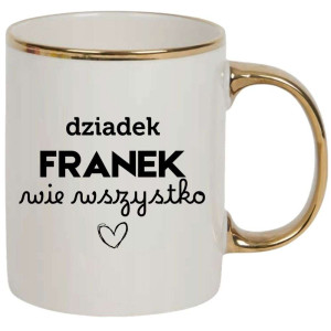 Kubek elegancki biało złoty na prezent - dziadek wie wszystko