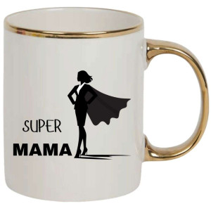 Kubek elegancki biało złoty na prezent - super mama