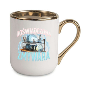 Kubek elegancki biało złoty na prezent - doświadczona wmywara