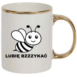 Kubek elegancki biało złoty na prezent - lubię bzykać