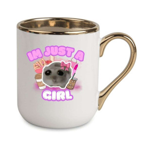 Kubek elegancki biało złoty na prezent - I'm just a girl