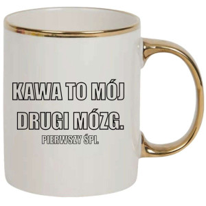 Kubek elegancki biało złoty na prezent - drugi mózg