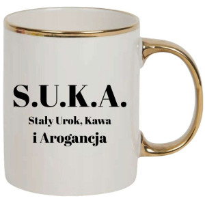 Kubek elegancki biało złoty na prezent - S U K A