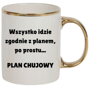 Kubek elegancki biało złoty na prezent - plan chvjowy