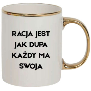 Kubek elegancki biało złoty na prezent - każdy ma swoją