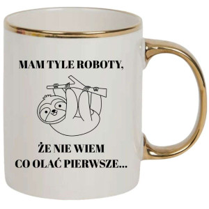 Kubek elegancki biało złoty na prezent - nie wiem co olać