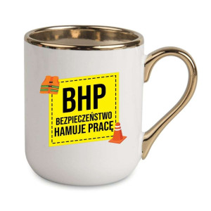 Kubek elegancki biało złoty na prezent - bhp