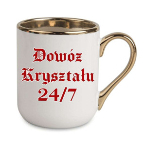 Kubek elegancki biało złoty na prezent - dowóz kryształu