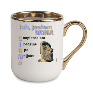 Kubek elegancki biało złoty na prezent - S I G M A