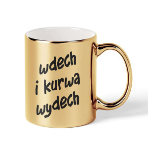 Kubek elegancki złoty na prezent - wdech i wydech