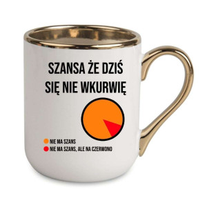 Kubek elegancki biało złoty na prezent - koło wkvrwienia